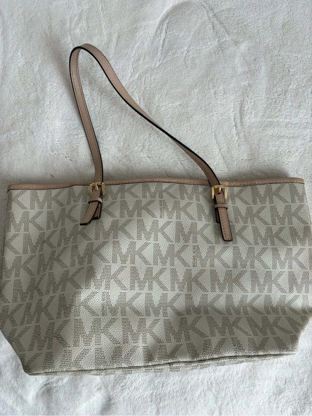 Michael Kors Vanilla MK Monogram Jet Set Tote Bag